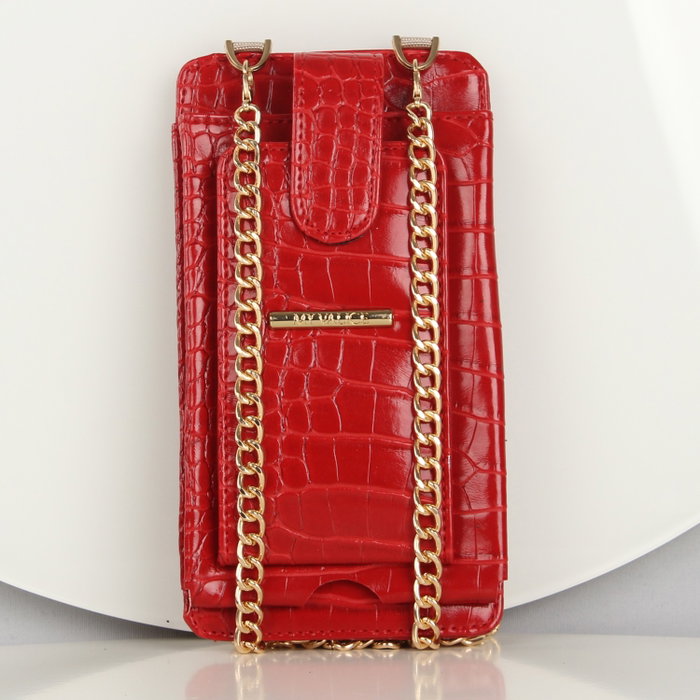 Zoozie Bags Bolso Cruzado de Piel Rojo con Compartimento para Teléfono